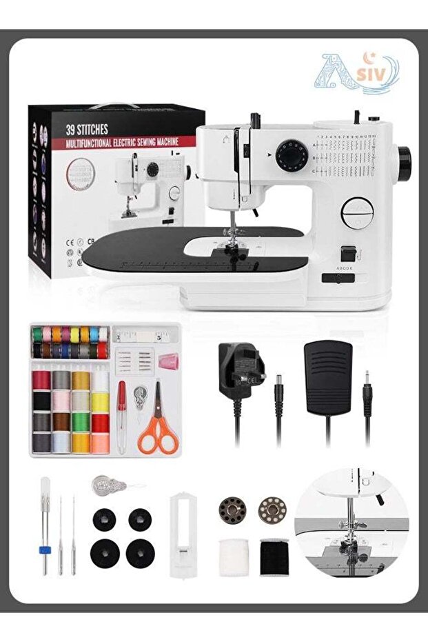Double Needle Double Thread 39 Stitch Home Multifunctional Overlocking Electric Sewing Machine (Power 9W)