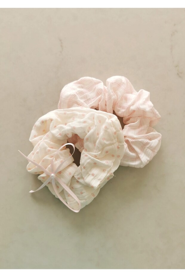 Pink Polka Dot Bow Detailed Double Elastic Bagel Buckle Set