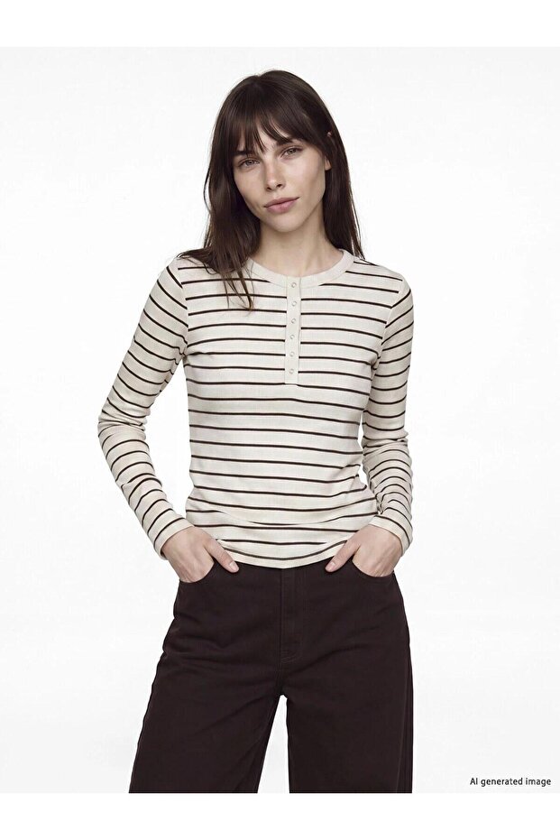 Crew Neck Striped Women's Bodysuit (W6)