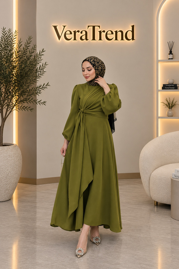 Side Tie Crepe Dress