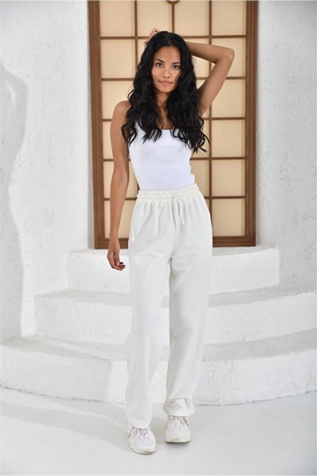 Oversize Straight-Legged Sweatpants with Two-Strained Waistbands and Elastic Waist