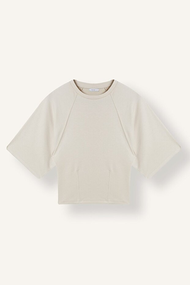 Regular Fit Crew Neck Raglan Short Sleeve Basic T-Shirt with Stitching Detail I8421Ax26Au