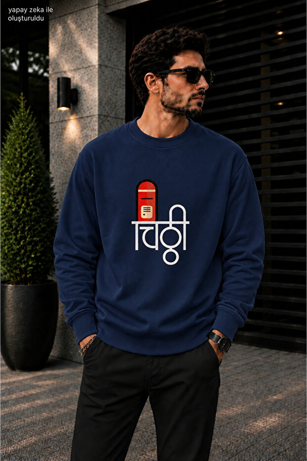 Men's Mailbox Illustrated Crew Neck Casual Regular Fit Sweatshirt
