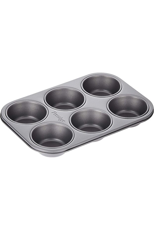 Non-Stick Carbon Steel 6 Pcs Cup Muffin Pan | Cupcake Baking Pan | Grey - PR28611