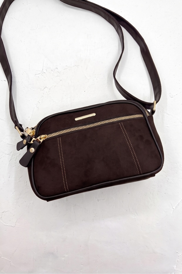 Luxury Suede Multi-Compartment Strap Hand and Shoulder Women's Bag Brown