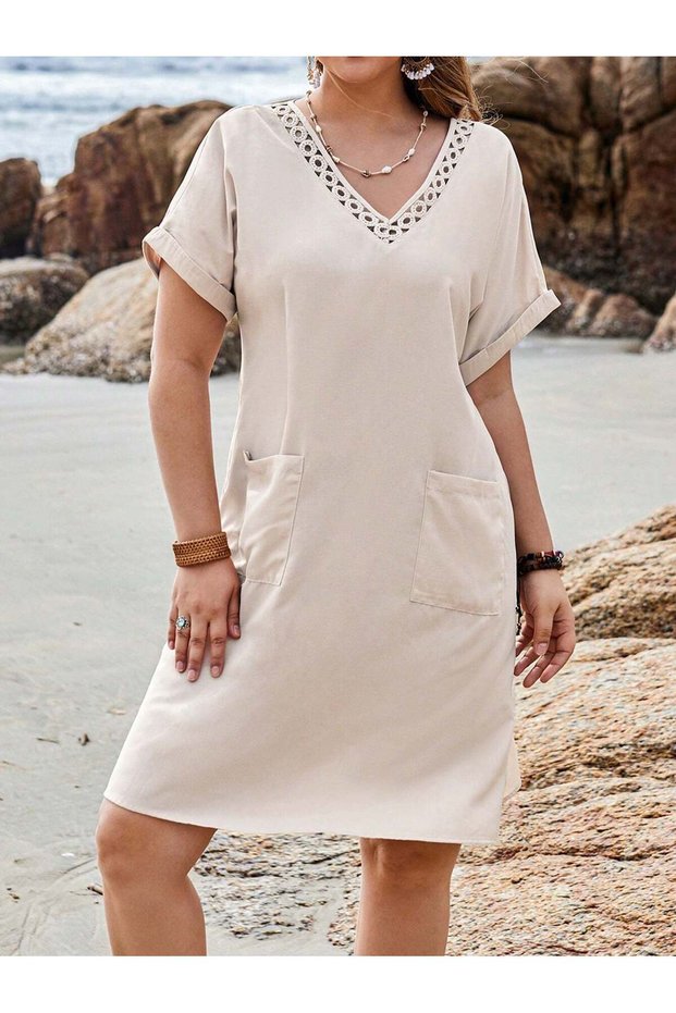 Rochie mini, bej - 4XL