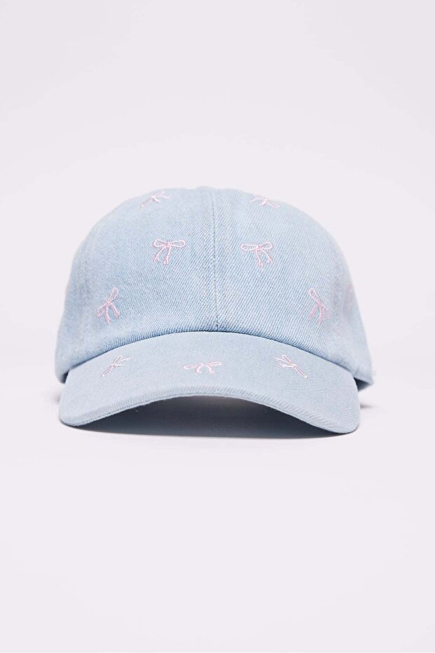 Women's Bow Embroidered Denim Cap Hat