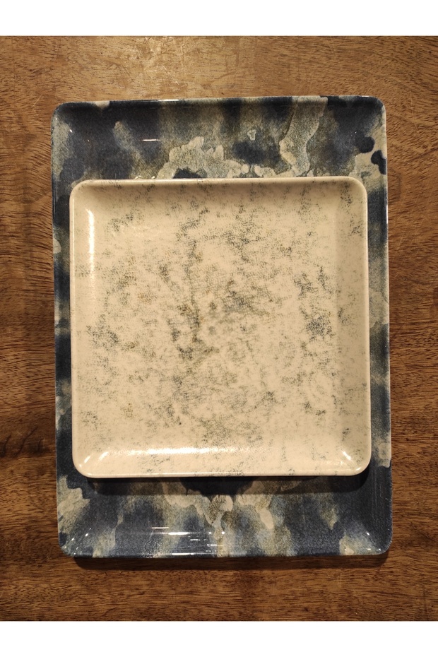 30X22 cm Rectangular and 19 cm Square 2-Piece Presentation Plate