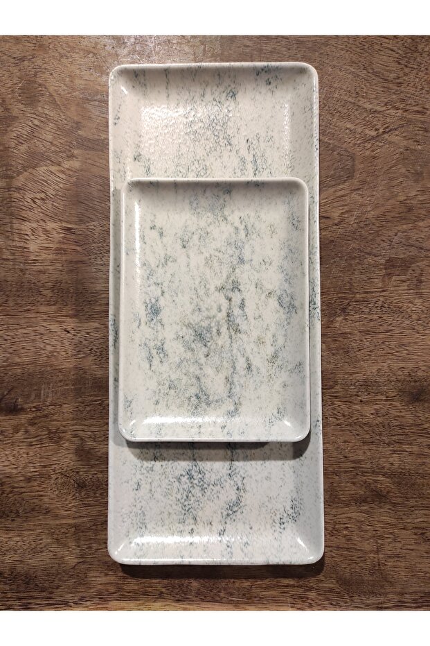 35X15 cm and 18X13 cm 2-Piece Rectangular Flat Presentation Plates