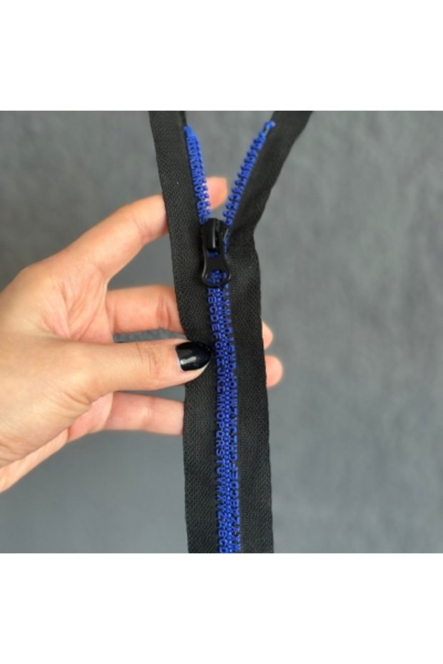 24X3 cm Blue Zipper with Letters and Gear Design