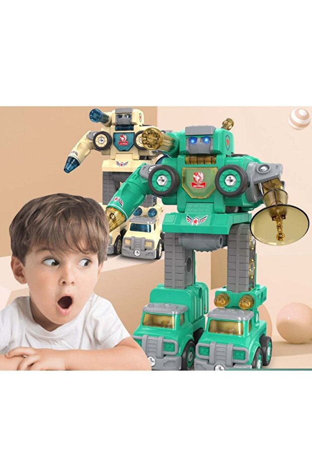 Kids DIY Take Apart Dinosaur Engineering Car Toy,Transformable Robot Vehicle Set