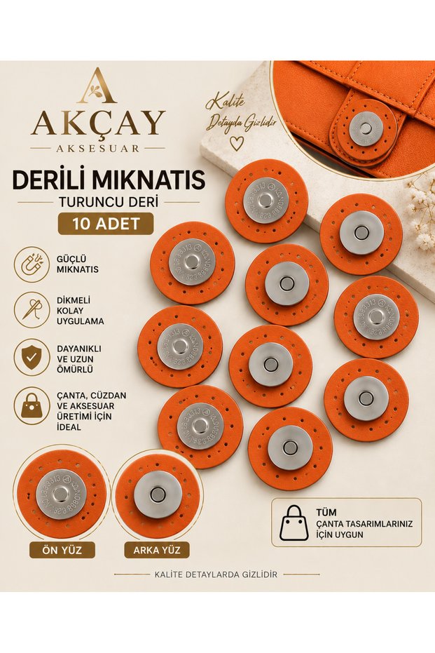 Onlu 10 Pcs Leather Magnets for Knitted Bags - Onlu Snap Fasteners