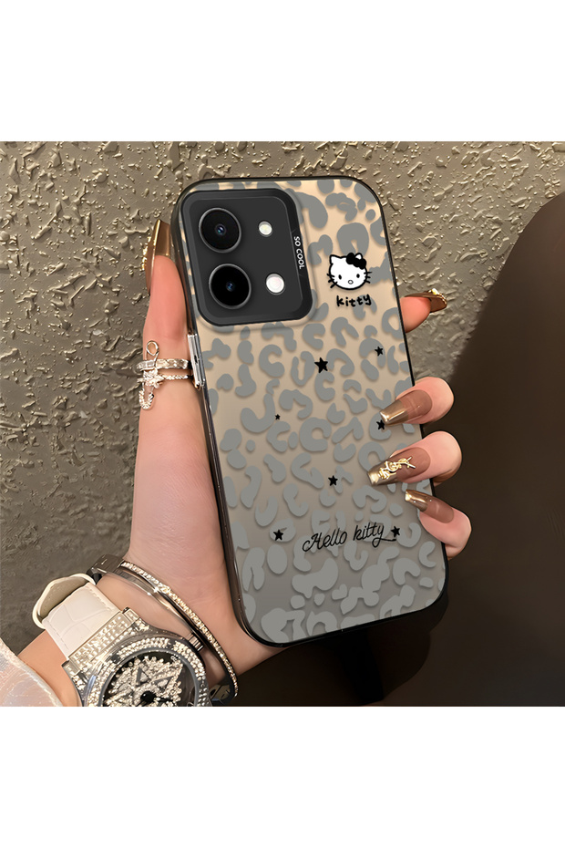 Vivo Y28 4g Compatible Grey Leopard Pattern Phone Case, Star English Art Print