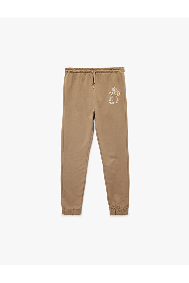 Jogger Sweatpants with Tie Waist Print Detail