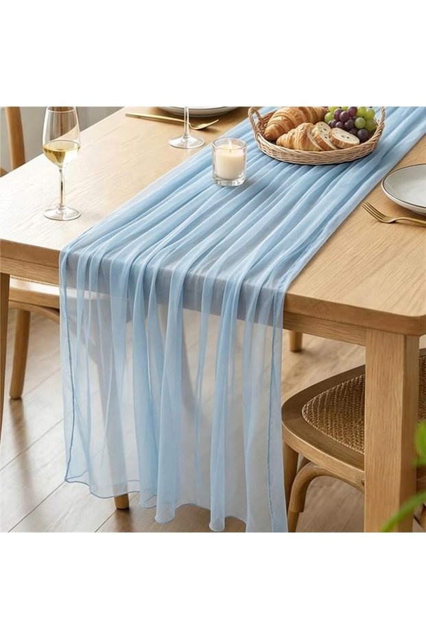 Cheesecloth Table Runner, Table Runner Decoration,Soft Crinkled Boho Rustic Table Runner Soft Crinkl