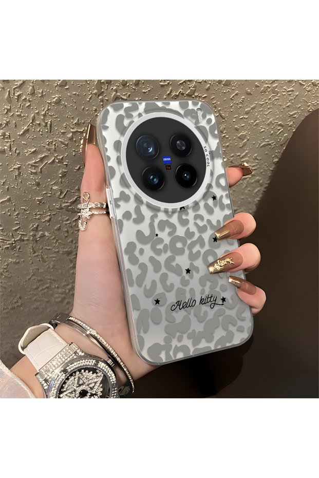 Vivo X200 Pro Compatible Gray Leopard Pattern Phone Case, Star English Art Print