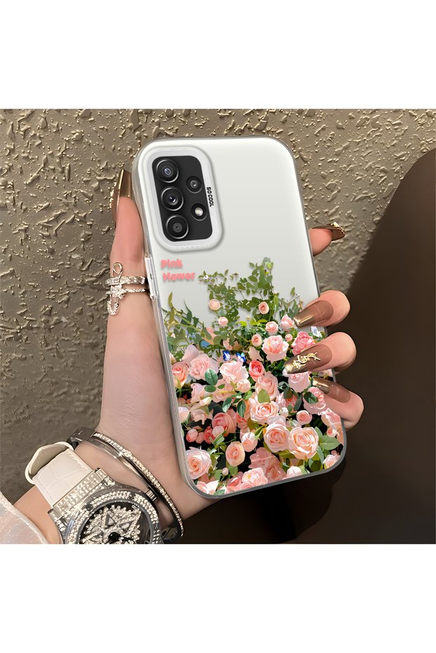 Pink Rose Flower Sea Phone Case Compatible with Samsung Galaxy A52/A52S, Flower Drawing Art Print