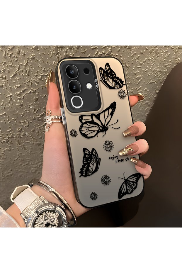 Vivo Y29 4g Compatible Simple Feel Case, Line Butterfly Daisy English Slogan Pattern
