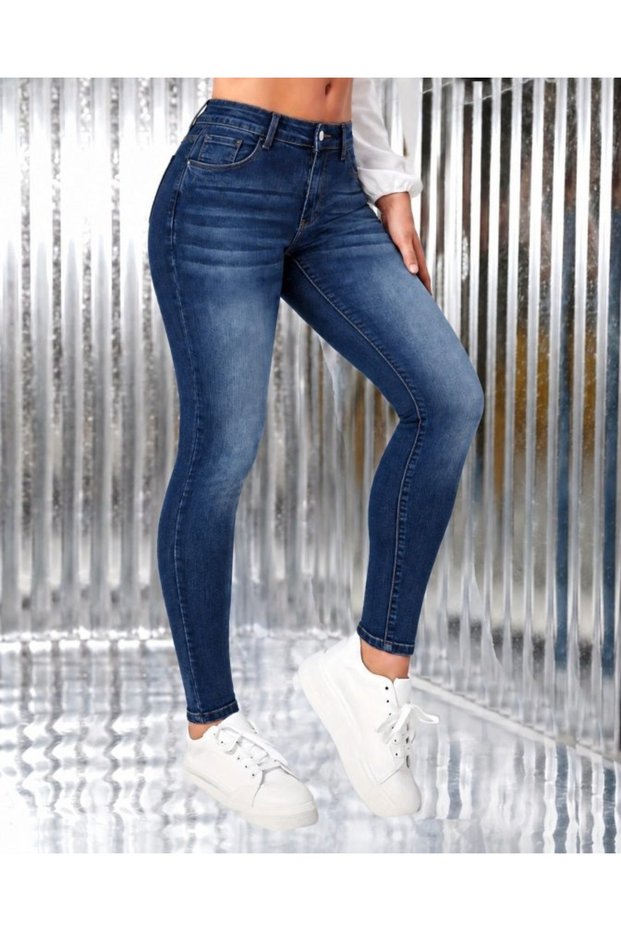 Women's High Waist Skinny Jeans with Pocket Detail