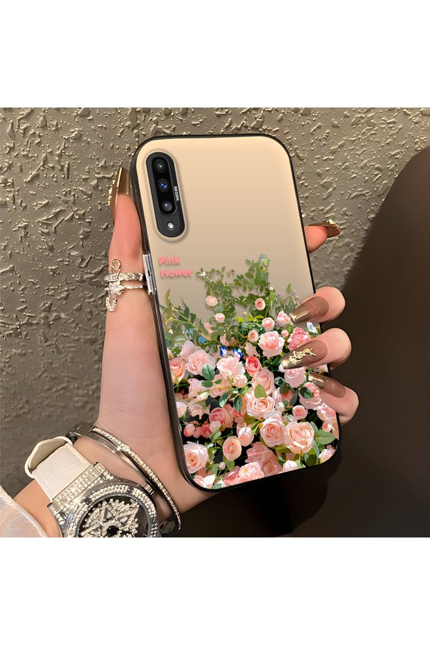 Pink Rose Flower Sea Phone Case Compatible with Samsung Galaxy A50/A50S/A30S, Flower Drawing Art Print