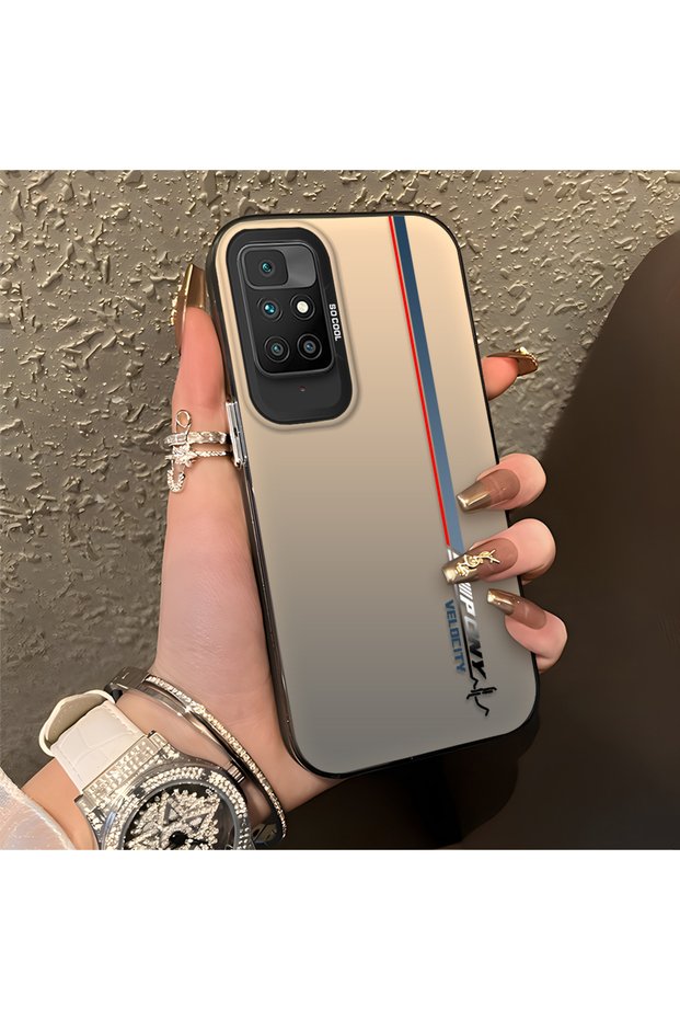 Redmi 10 4g Compatible Speed Race Style Case, Red Blue Vertical Stripe Racing English Motif