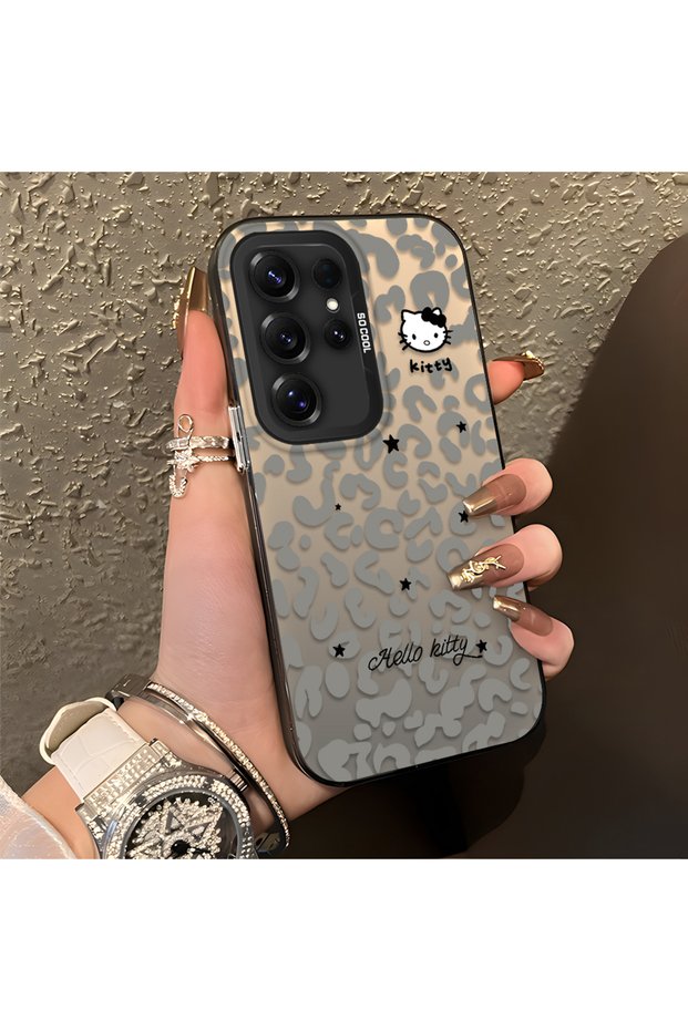 Samsung Galaxy S25 Ultra Compatible Gray Leopard Pattern Phone Case, Star English Art Print