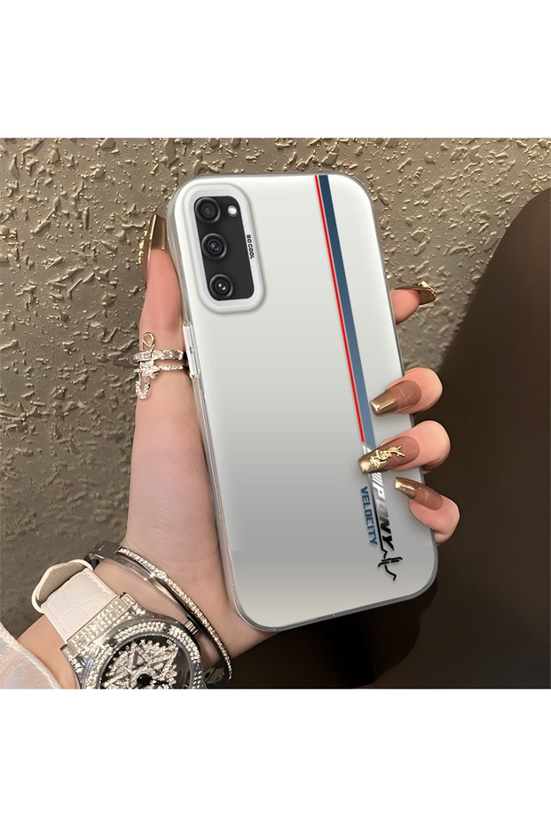 Samsung Galaxy S20 Fe 4G/5G Compatible Speed Race Style Case, Red Blue Vertical Stripe Racing English Motif