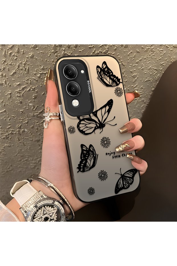 Vivo Y04 Compatible Simple Feel Case, Line Butterfly Daisy English Slogan Pattern
