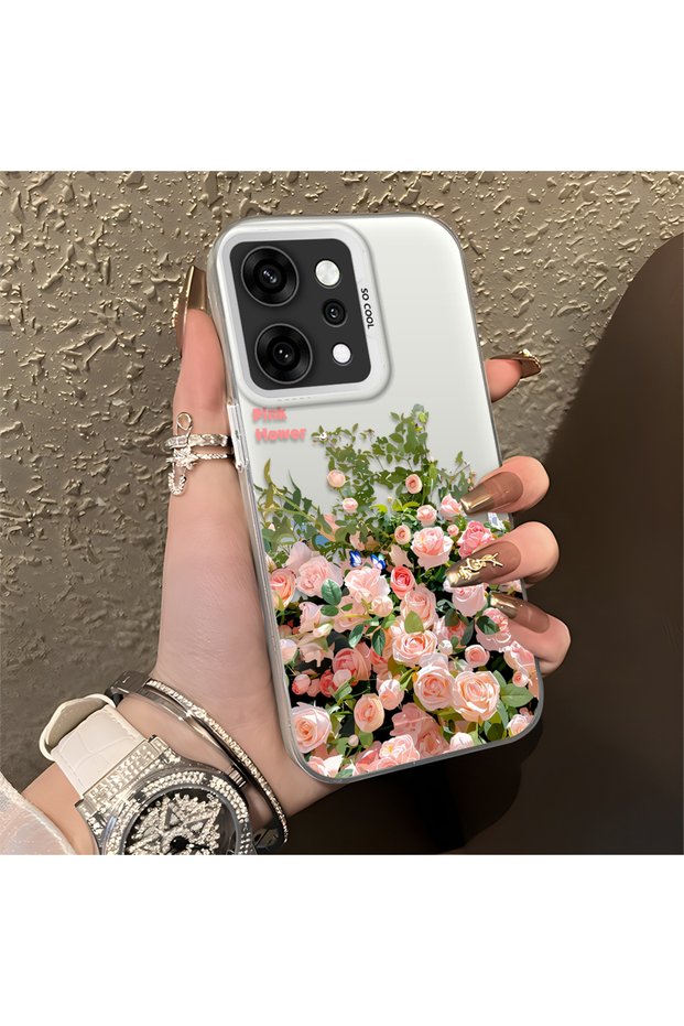 Oppo Reno14 Pro Compatible Pink Rose Flower Sea Phone Case, Floral Art Print
