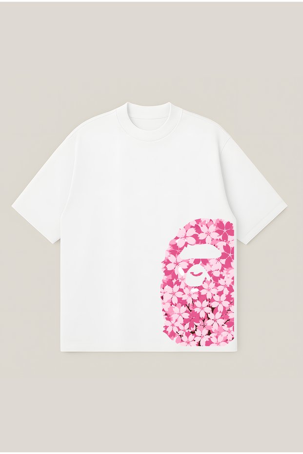 Bape Sakura Corner Printed Oversize Boxy Cut Unisex 100% Cotton Tshirt | Streetwear