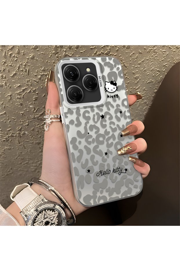 Tecno Spark 20 Pro 4G/5G Compatible Grey Leopard Pattern Phone Case, Star English Art Print