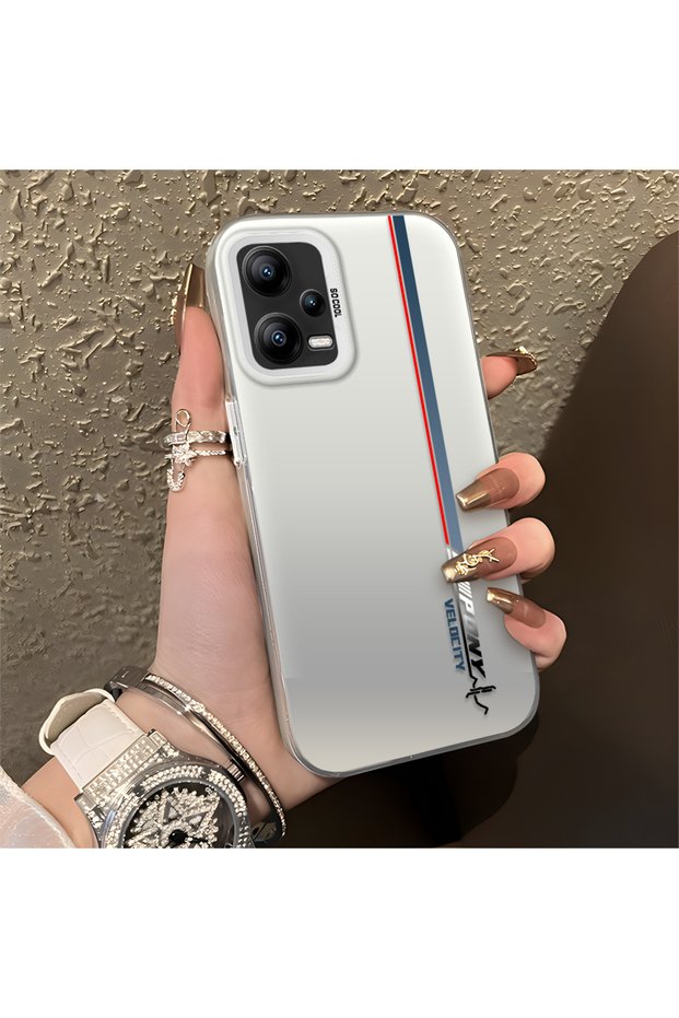 Redmi Note 12 5g Compatible Speed Race Style Case, Red Blue Vertical Stripe Racing English Motif