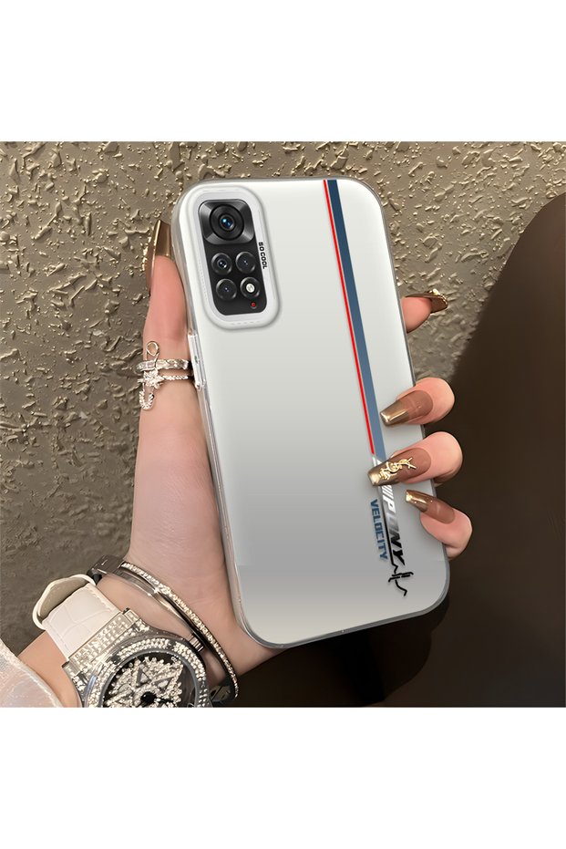 Redmi Note 11/Note 11S Compatible Speed Race Style Case, Red Blue Vertical Stripe Racing English Motif