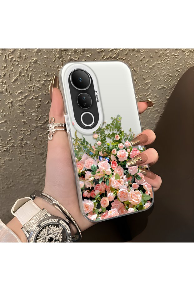Vivo V50 Lite 4G/5G Compatible Pink Rose Flower Sea Phone Case, Floral Art Print
