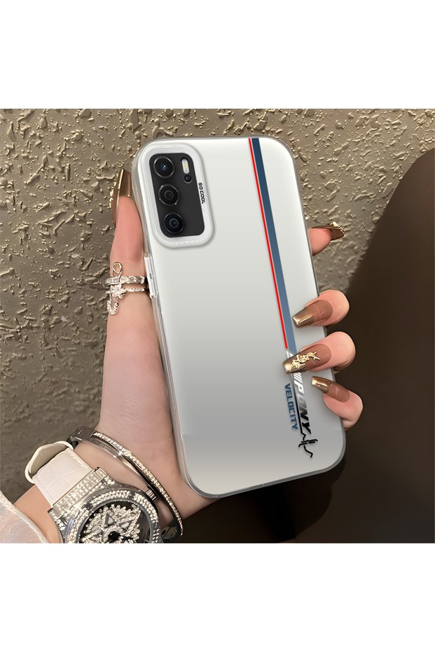 Oppo A54S Compatible Speed Race Style Case, Red Blue Vertical Stripe Racing English Motif