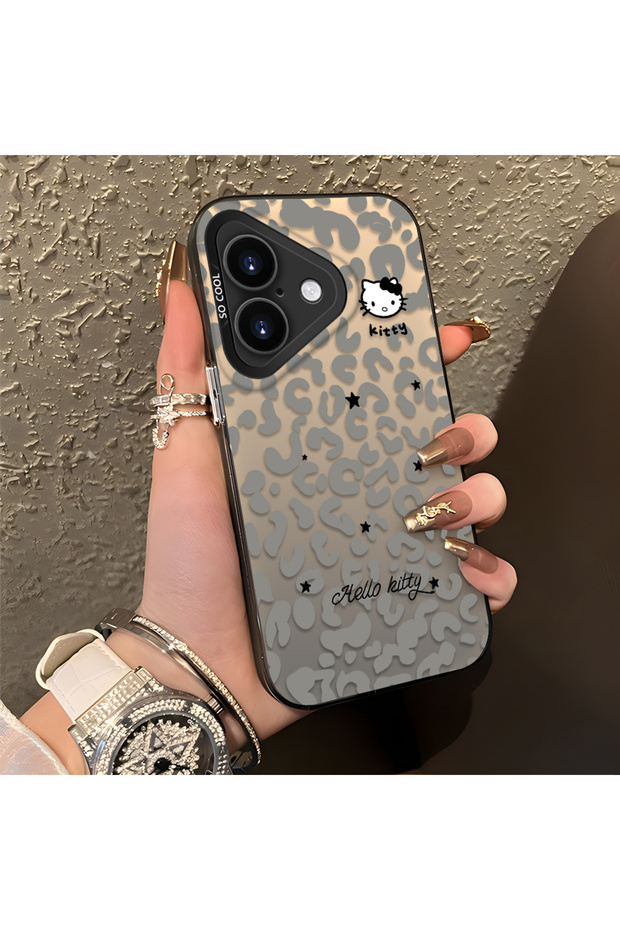iPhone 17 Compatible Gray Leopard Pattern Phone Case, Star English Art Print