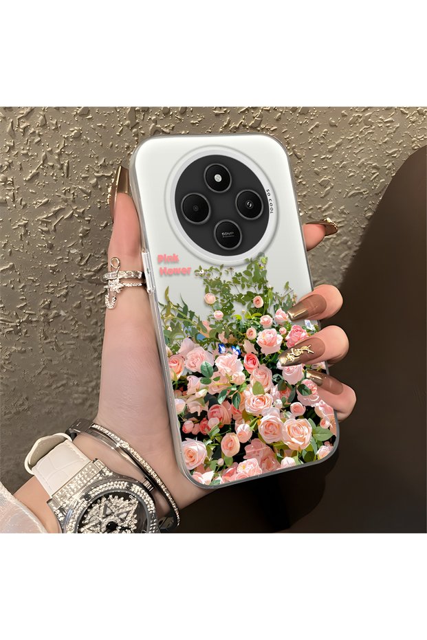 Redmi A4 Compatible Pink Rose Flower Sea Phone Case, Floral Art Print