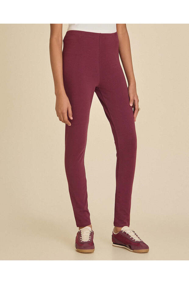 Senior Girls Burgundy Basic Leggings