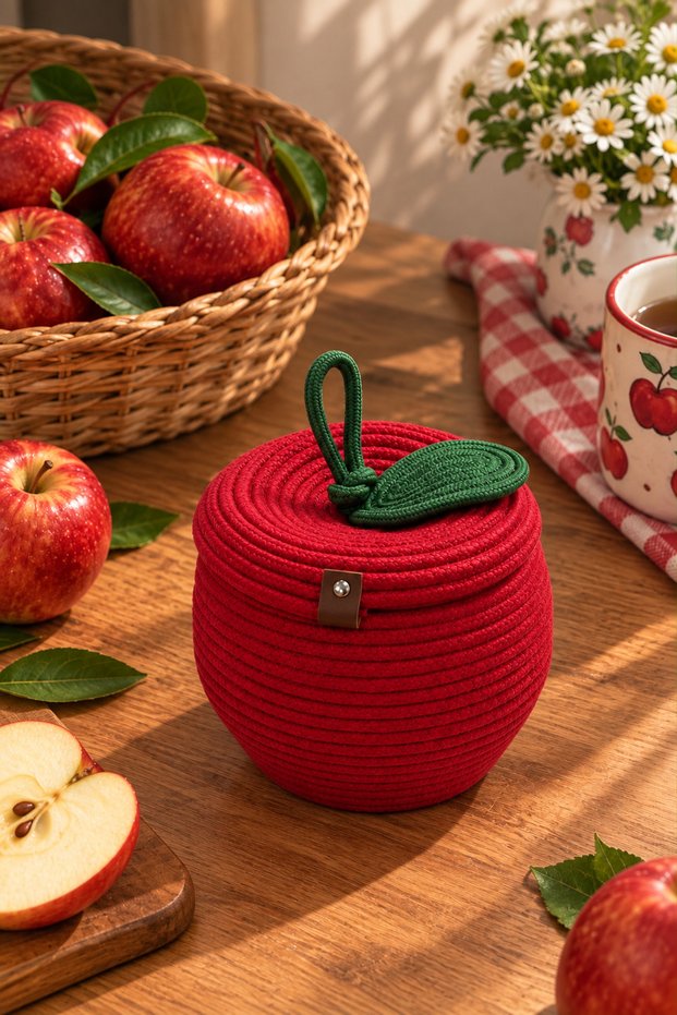 Frutera Decorative Fruit Basket and Presentation Set, Handmade Rope Woven Basket, Kitchen and Table Decoration, Fruit Storage Basket, Stylish Home Decor and Organizer