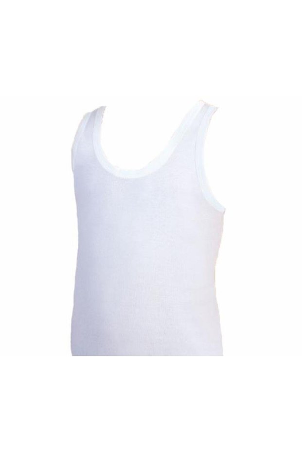 Pack of 6 Boys Ribbed Tank Top White E020