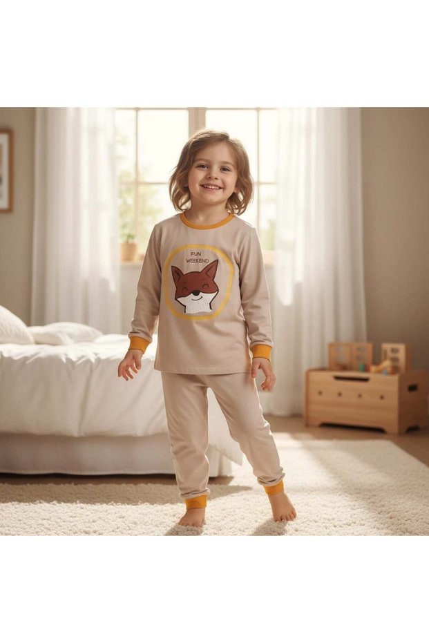 Boy's Cotton Fox Printed Long Sleeve 2-Piece Set Cb1071