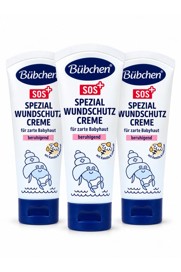 Sos Spezial Diaper Rash and Barrier Care Cream with Chamomile and Cod Oil 75 ml X 3 Pieces