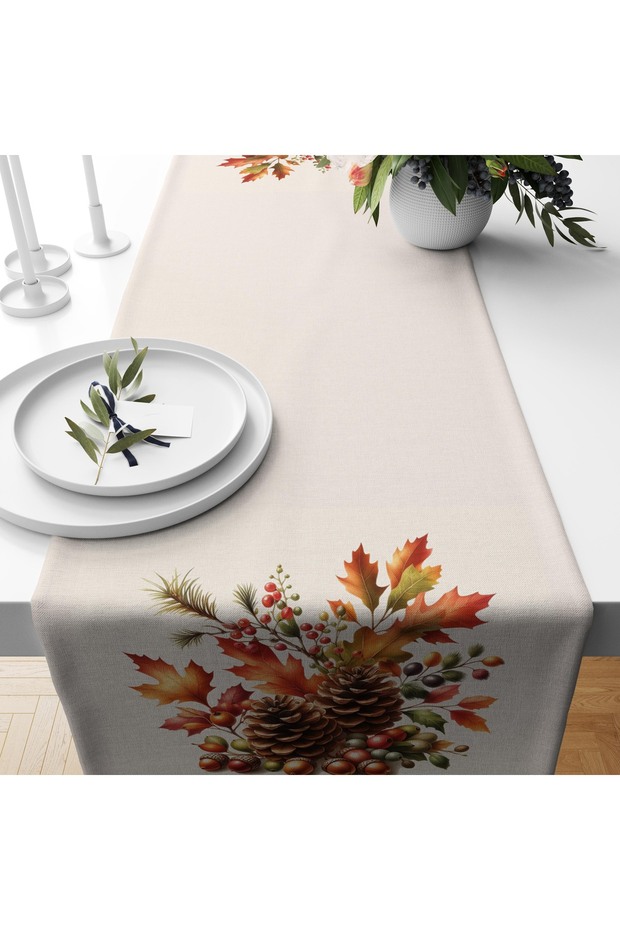 Digital Printed Runner - Floral/Pumpkin Patterned / Autumn / Halloween Series - 140X40 cm