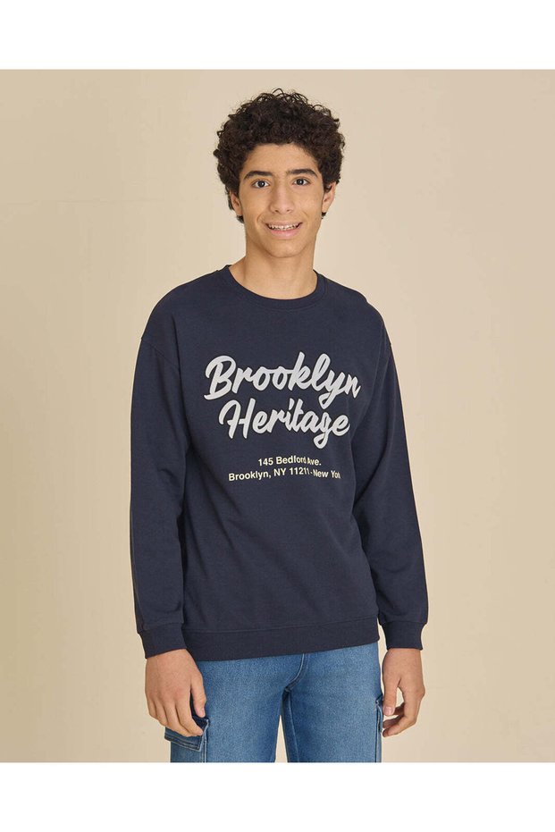 Senior Boys Navy Brooklyn Over Size T-Shirt