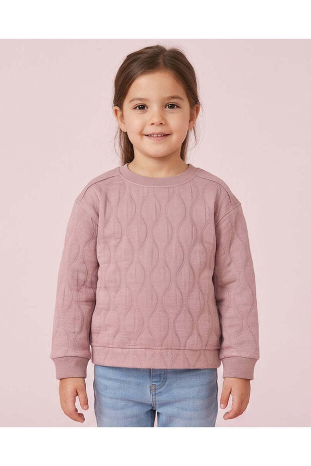 Girls Mauve Quilted Sweatshirt