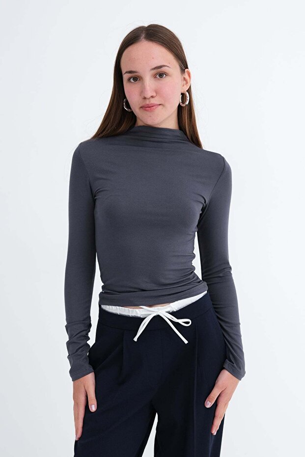 High Collar Basic Blouse B1094