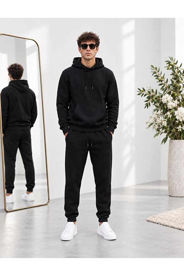 Men's 3 Thread Premium Quality Inner Ribbed Tracksuit Set