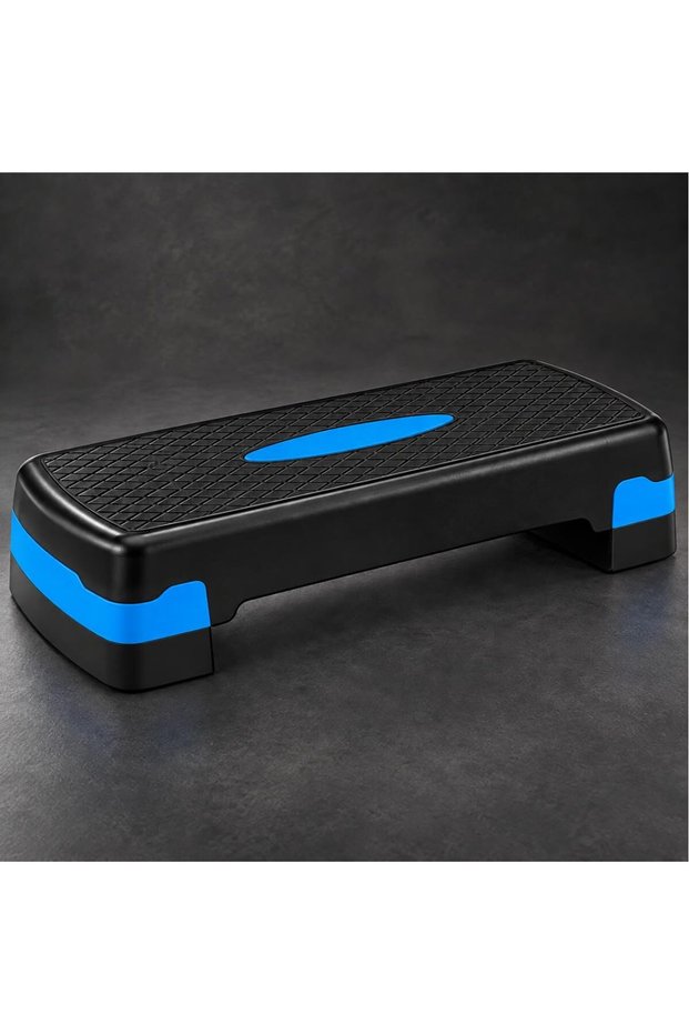 Adjustable Aerobic Step Platform, 10/15 cm Height, Textured Surface, 68 x 28 cm Home Workout Stepper with 2 Risers