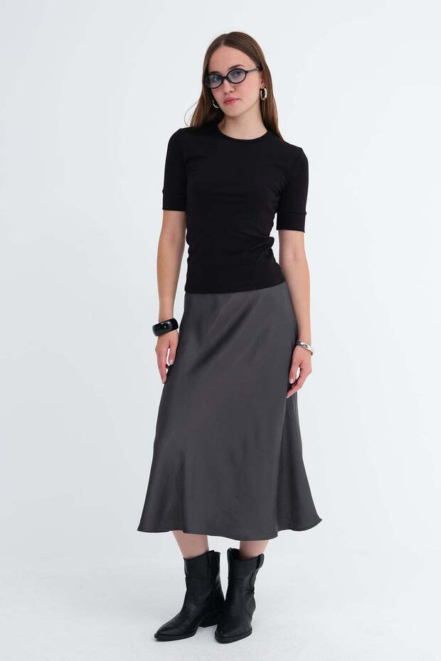 Satin Midi Skirt E16025-T3