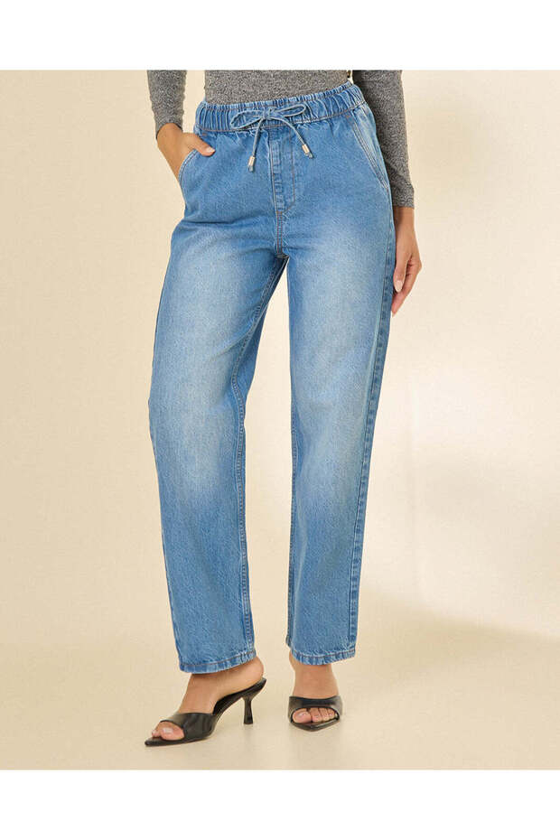 Women Blue Elasticated Jogger Jeans